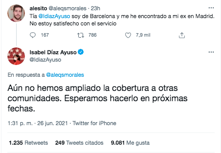 Ayuso sobre su ex Ayuso sobre su ex
