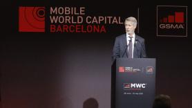 El director general de GSMA, Mats Granryd, durante la cena inaugural del Mobile World Congress. Europa Press