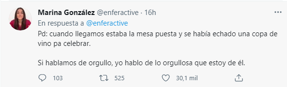 Una tuitera comparte en redes su salida del armario con su padre Marina González Twitter 2 Una tuitera comparte en redes su salida del armario con su padre Marina González Twitter 2