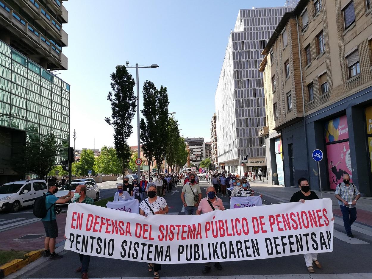 Manifestación de pensionistas en Pamplona. Europa Press