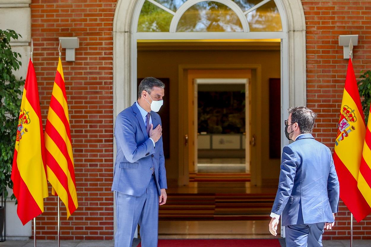 Pedro Sánchez recibe en La Moncloa a Pere Aragonès. EP