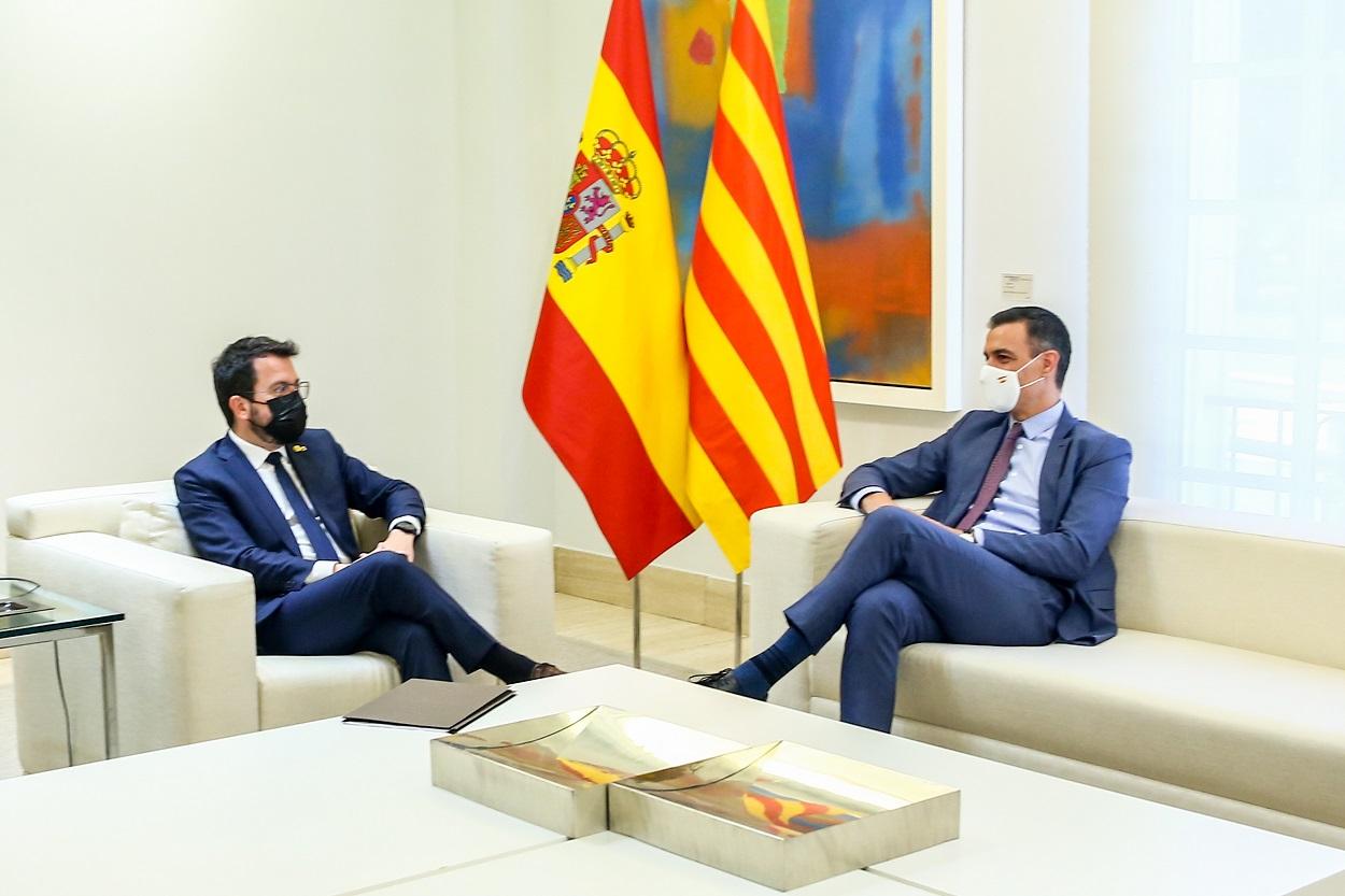Pedro Sánchez recibe en La Moncloa a Pere Aragonès. EP