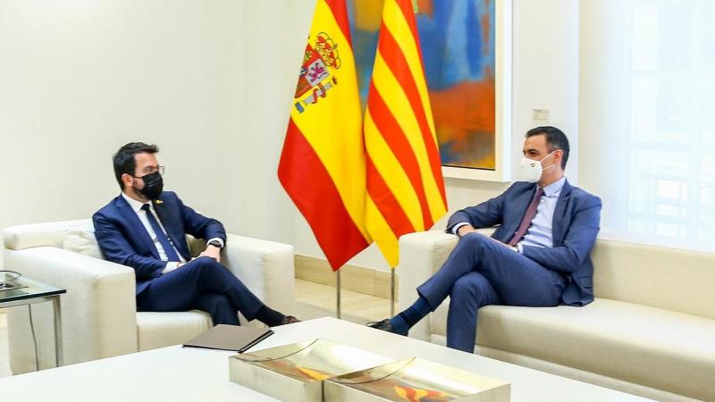 Pedro Sánchez recibe en La Moncloa a Pere Aragonès. EP