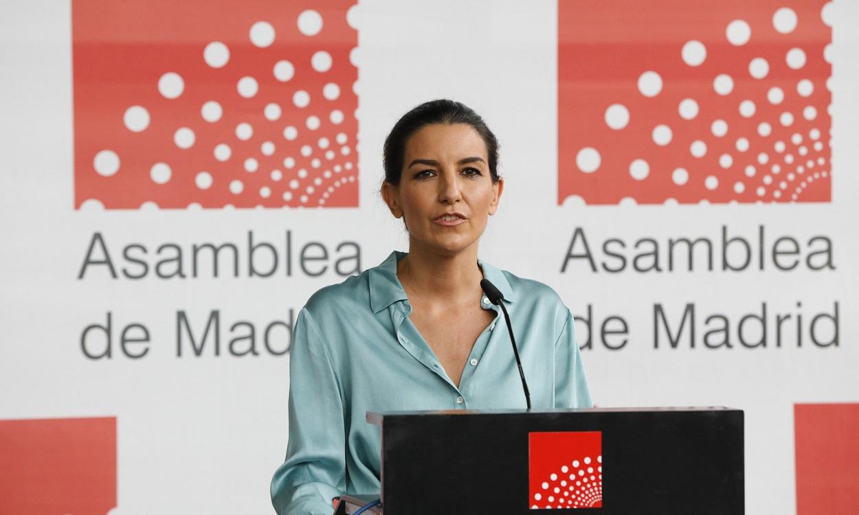 La portavoz de Vox, Rocío Monasterio, en la Asamblea de Madrid. EP