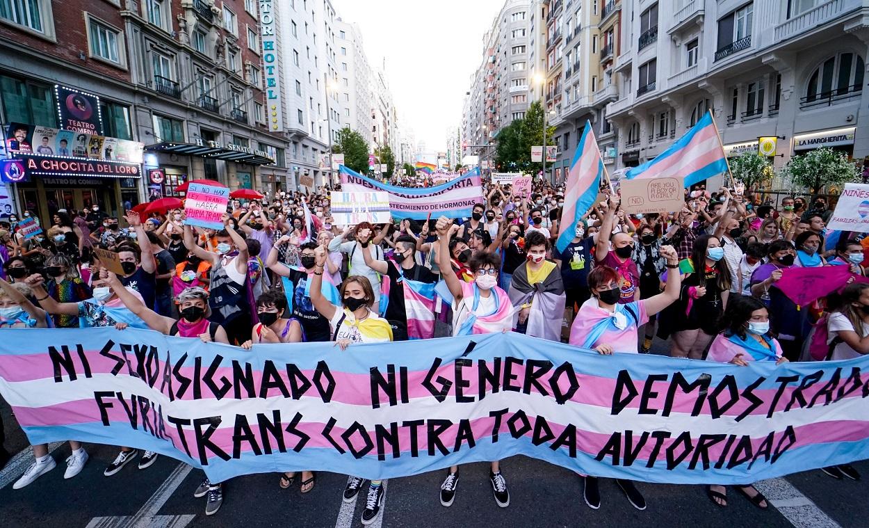 Miles de personas se concentran en Madrid por las personas trans en el Día del Orgullo. EP