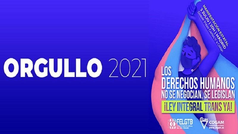 Cartel manifestación Orgullo 2021 Madrid. MADO
