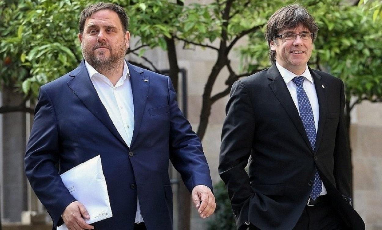 El exvicepresidente de la Generalitat Oriol Junqueras y el expresident Carles Puigdemont. EP