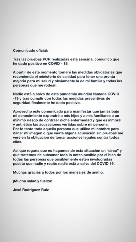 Comunicado de Jese Rodríguez Twitter Comunicado de Jese Rodríguez Twitter