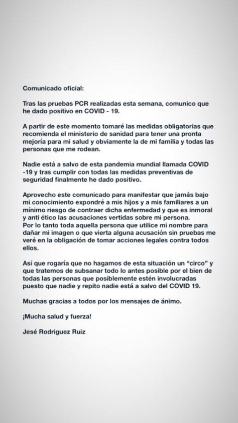 Comunicado de Jese Rodríguez   Twitter