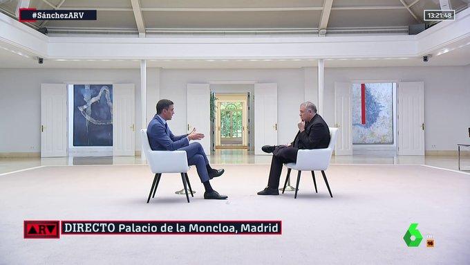 Antonio García Ferreras entrevista en Moncloa al presidente del Gobierno, Pedro Sánchez. LaSexta. 
