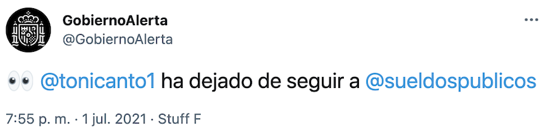 Toni Cantó deja de seguir a Sueldos Públicos