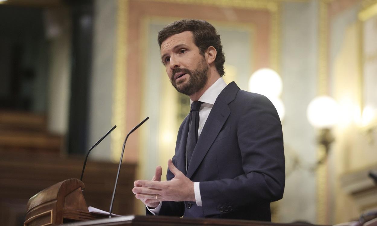 El líder del PP, Pablo Casado, en el Congreso de los Diputados. EP