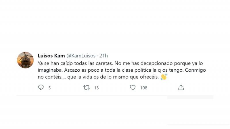 Un simpatizante de Vox critica a la diputada Macarena Olona por vacunarse. Twitter Un simpatizante de Vox critica a la diputada Macarena Olona por vacunarse. Twitter