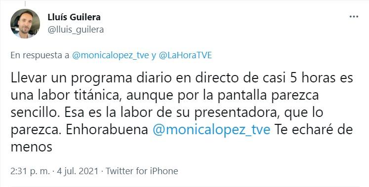 Lluís Guilera se despide de Mónica López -  Twitter