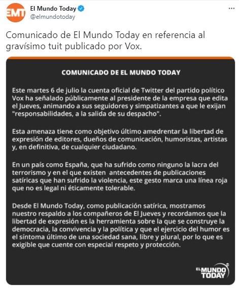 comunicado el mundo today