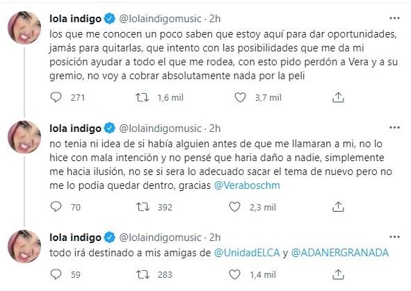 lola índigo se disculpa en twitter