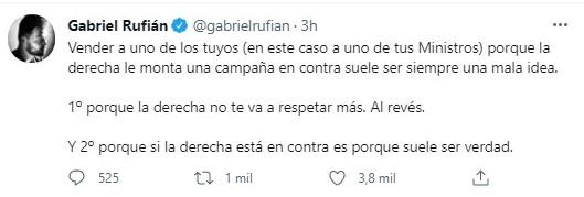 rufián acusa a sánchez de vender a garzón por twitter