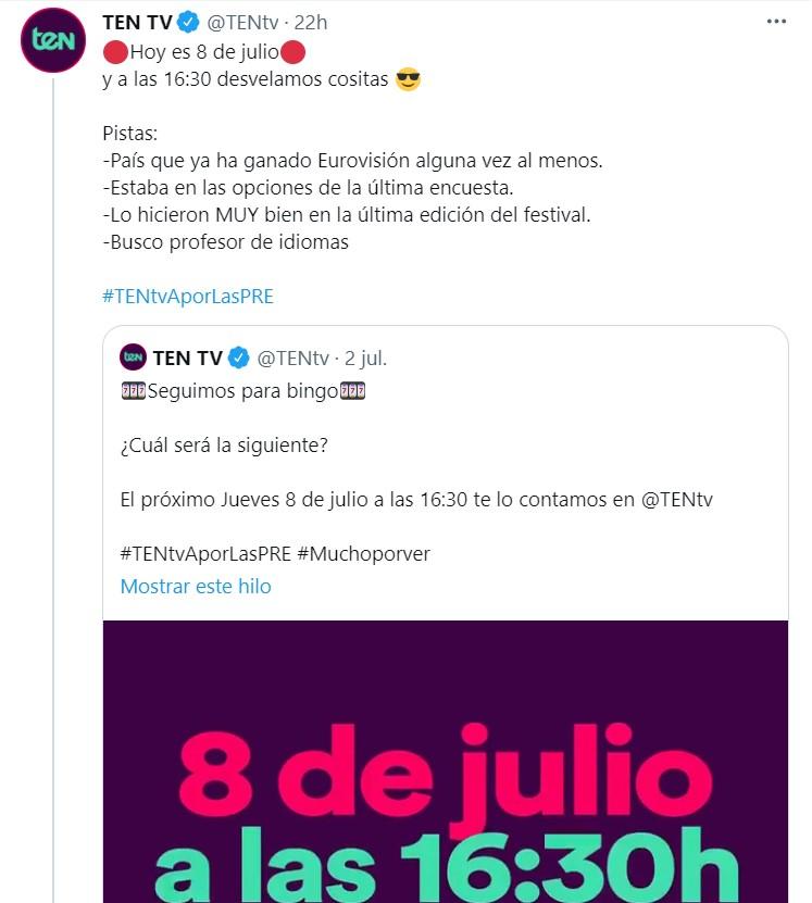 Campaña publicitaria de TEN TV Twitter