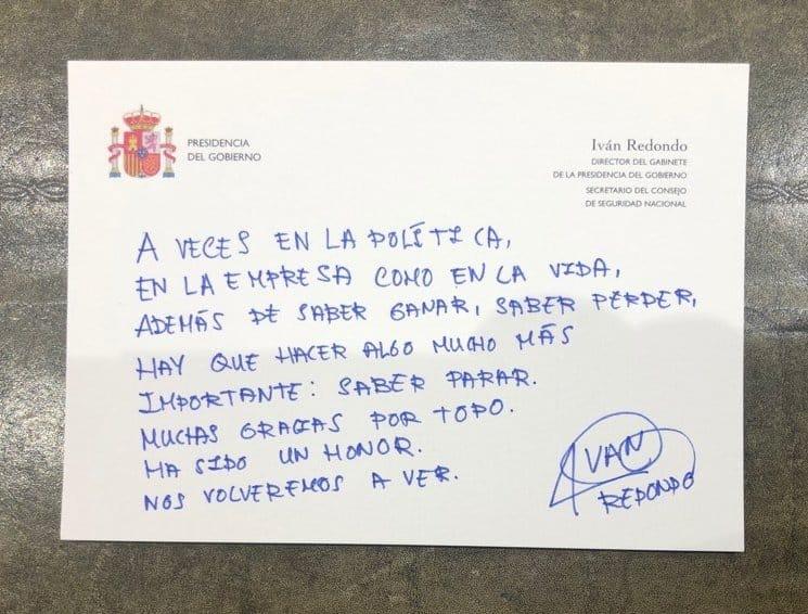 Mensaje Iván Redondo Mensaje Iván Redondo