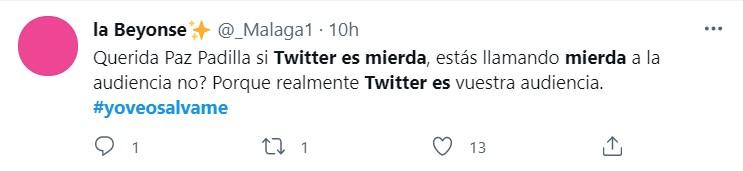 Críticas a Paz Padilla por comentario sobre Twitter   Twitter