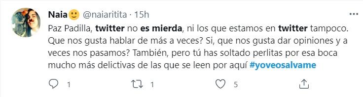Críticas a Paz Padilla por comentario sobre Twitter 2 Twitter Críticas a Paz Padilla por comentario sobre Twitter 2 Twitter