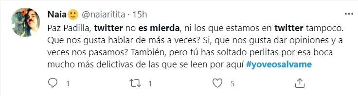 Críticas a Paz Padilla por comentario sobre Twitter 2   Twitter