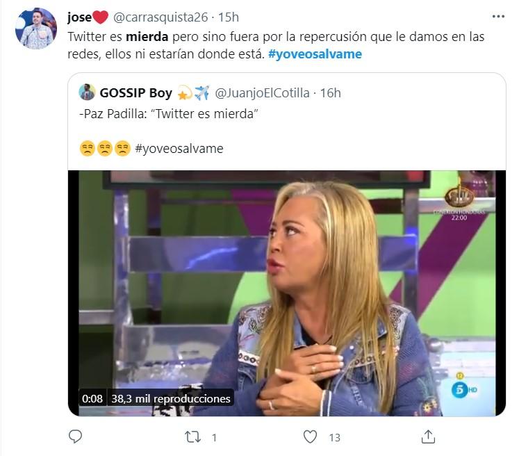 Críticas a Paz Padilla por comentario sobre Twitter 5 Twitter Críticas a Paz Padilla por comentario sobre Twitter 5 Twitter