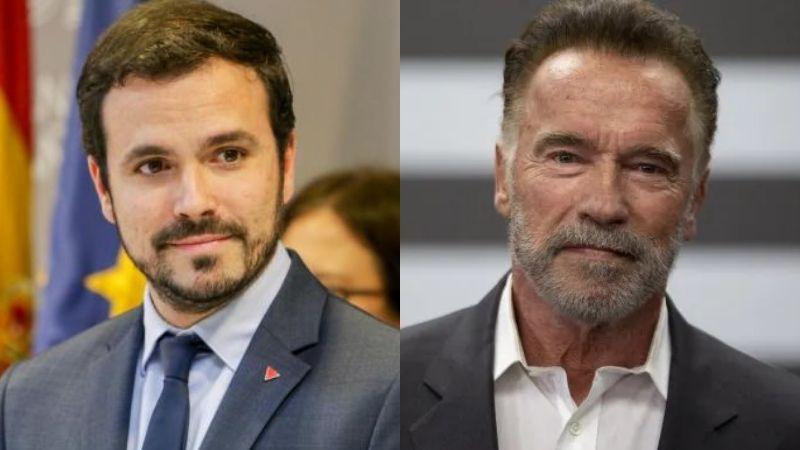 Alberto Garzón y Arnold Schwarzenegger.