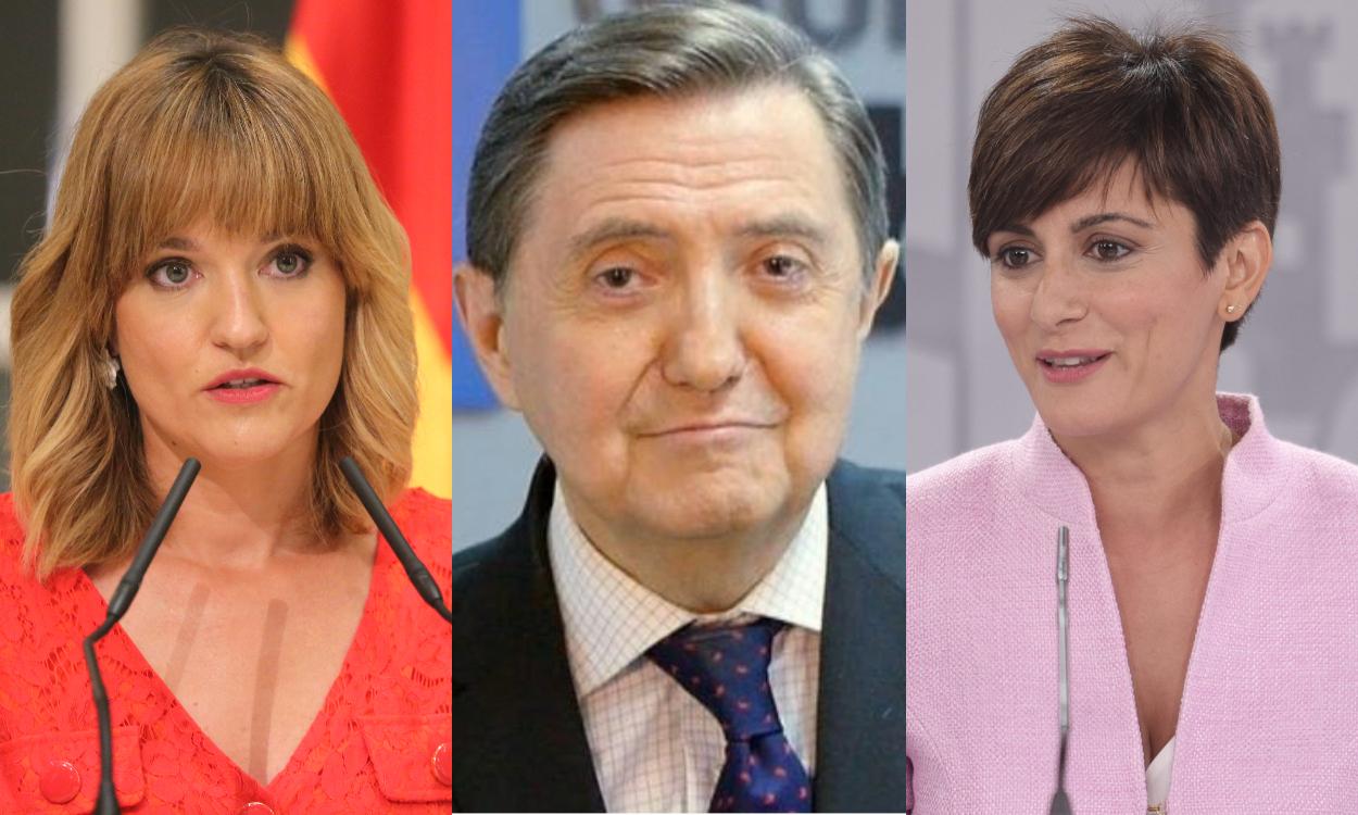 Pilar Alegría, Federico Jiménez Losantos e Isabel Rodríguez. Montaje propio