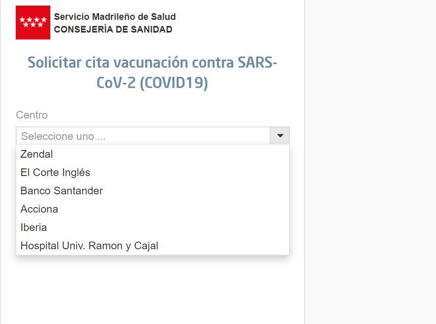 Citas centros de vacunación
