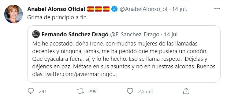Anabel Alonso responde a Sánchez Dragó   Twitter