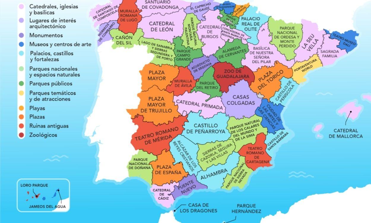 Las 52 atracciones y monumentos más populares de España por provincias 