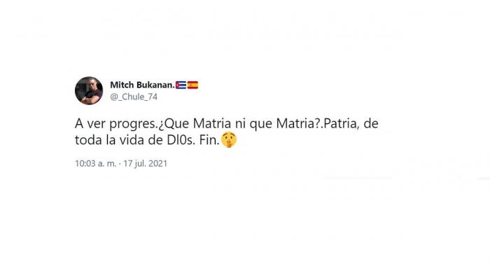 Mensaje de un usuario sobre la expresión 'matria' de Díaz. Twitter