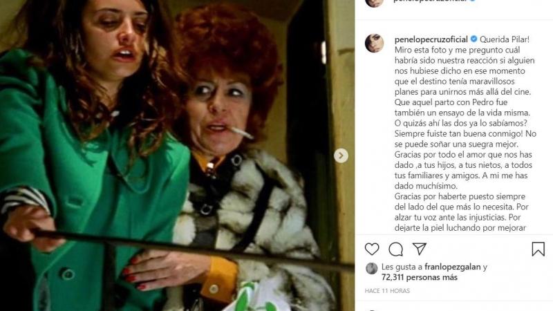Penélope Cruz se despide de Pilar Bardem   Instagram