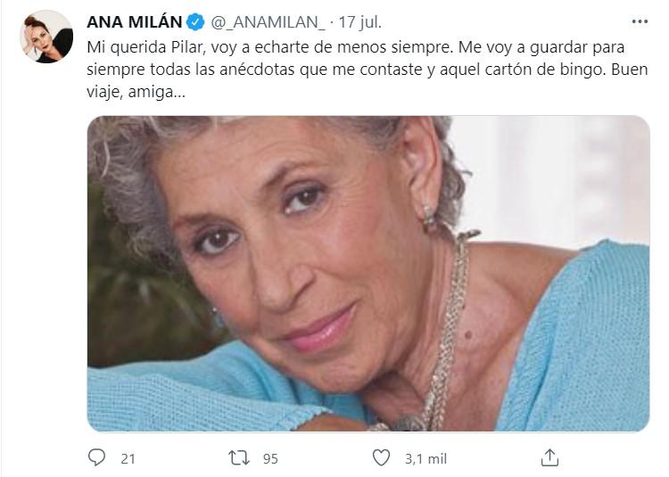 Ana Milán se despide de Pilar Bardem   Twitter