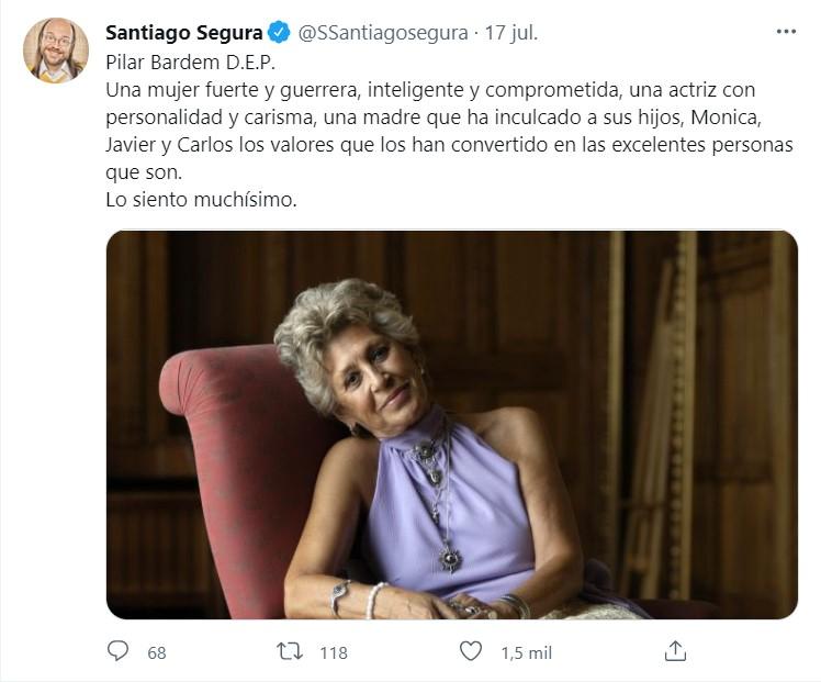 Santiago Segura se despide de Pilar Bardem   Twitter