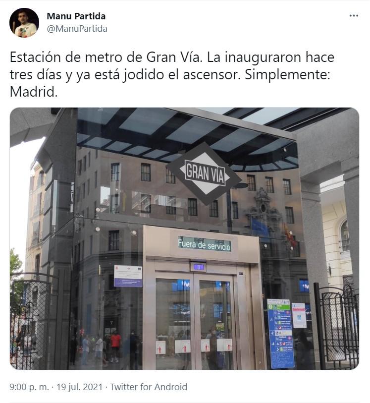 Tuit sobre el ascensor estropeado Twitter Tuit sobre el ascensor estropeado Twitter