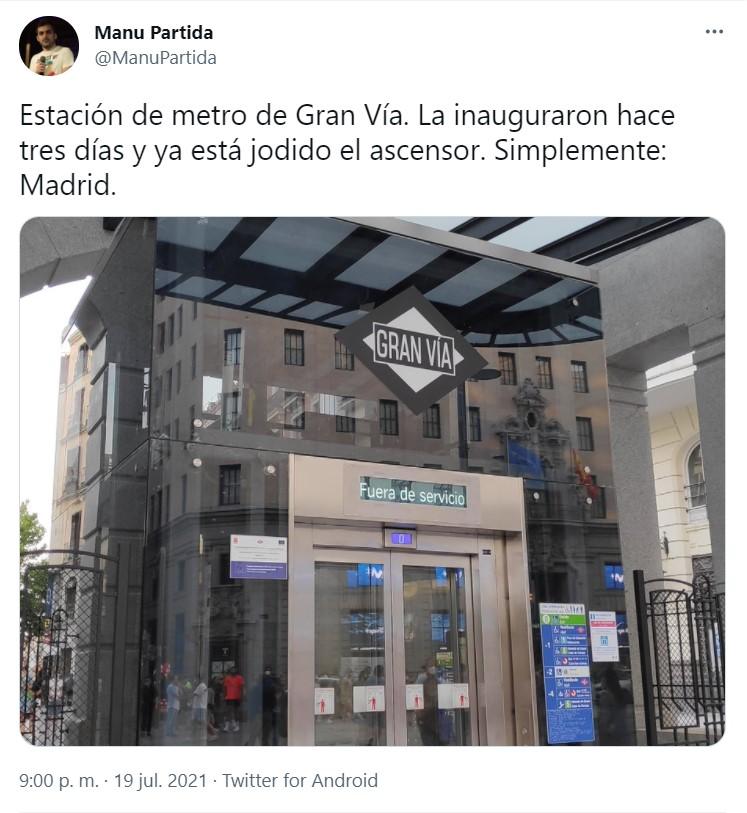 Tuit sobre el ascensor estropeado   Twitter