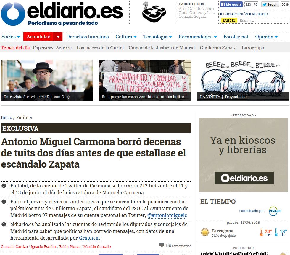 Carmona y eldiario.es: la extraña historia de un borrado de tuits... que nunca existió
