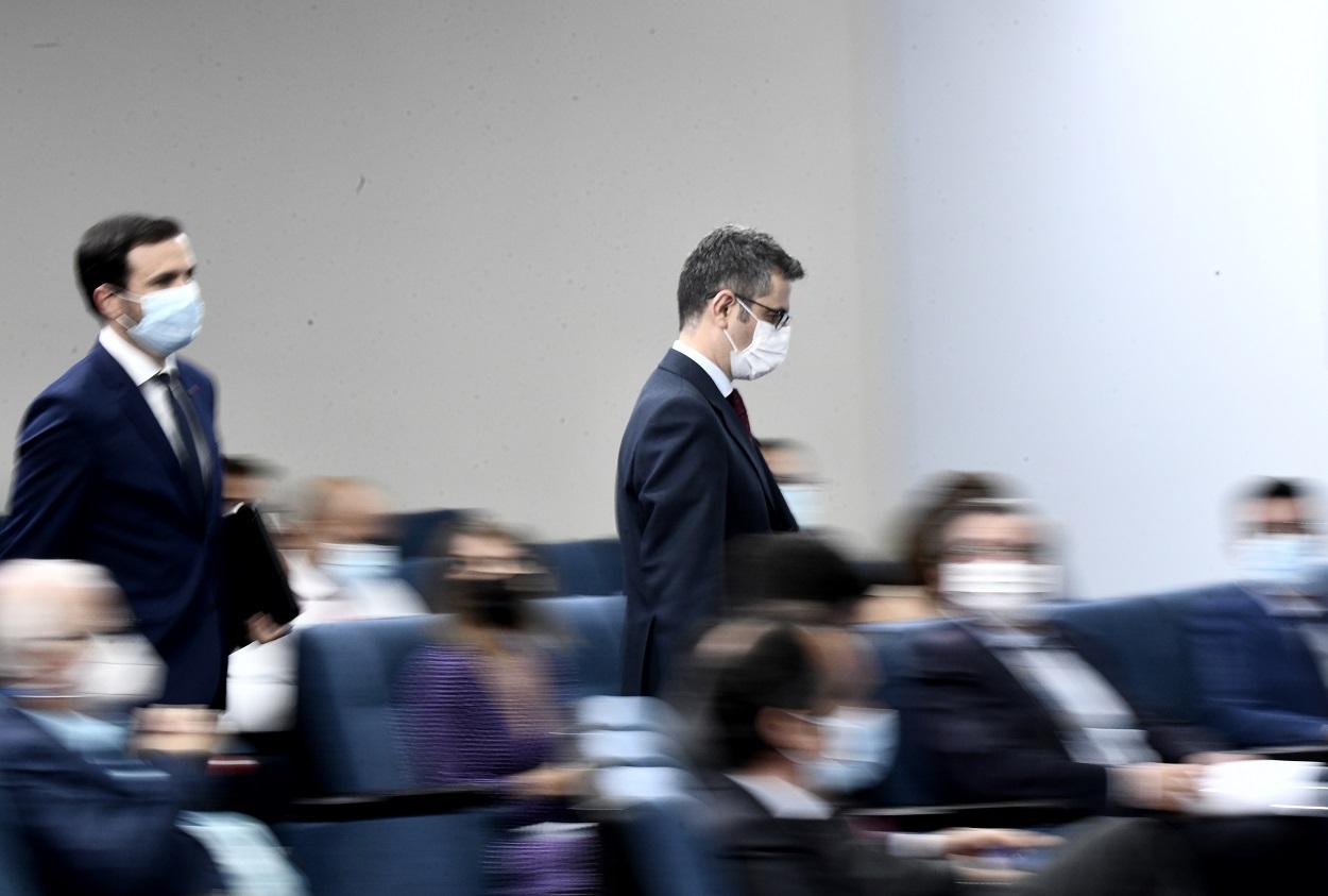 Félix Bolaños y Alberto Garzón en la rueda de prensa posterior al consejo de ministros del martes 20 de julio de 2021. EP