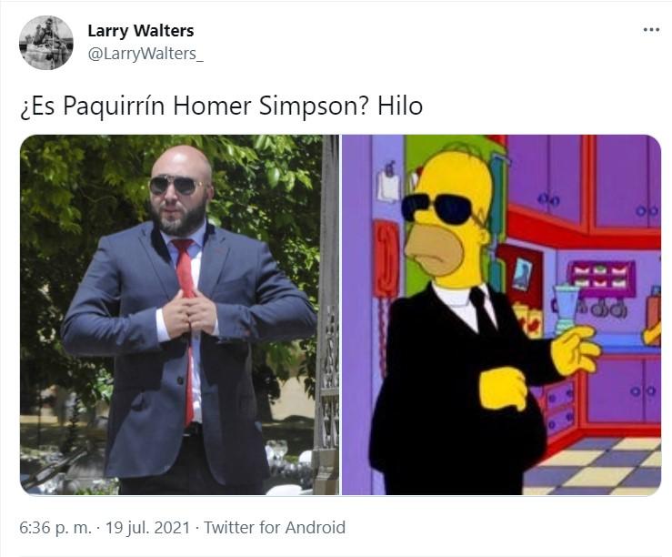 Hilo comparativo de Kiko Rivera como Homer Simpson - Twitter