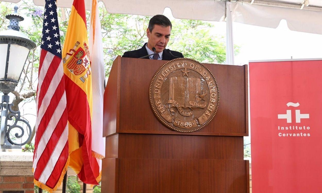 El presidente del Gobierno, Pedro Sánchez, en la Universidad de California en Los Ángeles (UCLA). Europa Press.