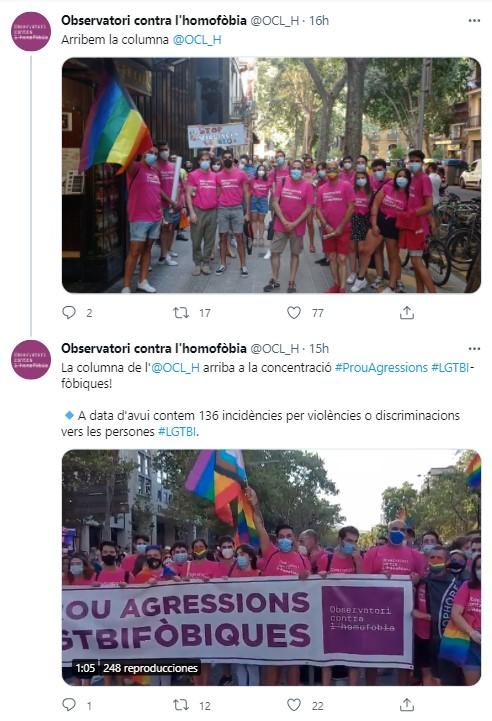 El Observatori Contra l'Homofòbia en la manifestación   Twitter