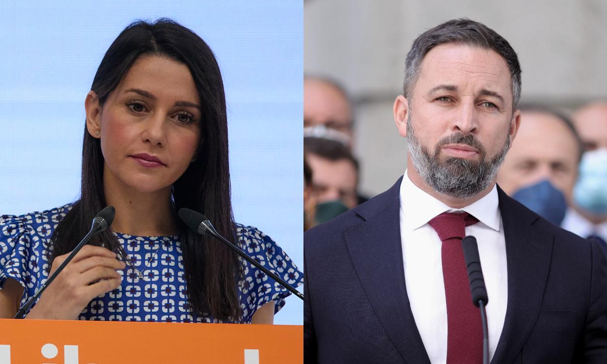 Inés Arrimadas apoya publicamente al líder de Vox, Santiago Abascal. Elaboración propia