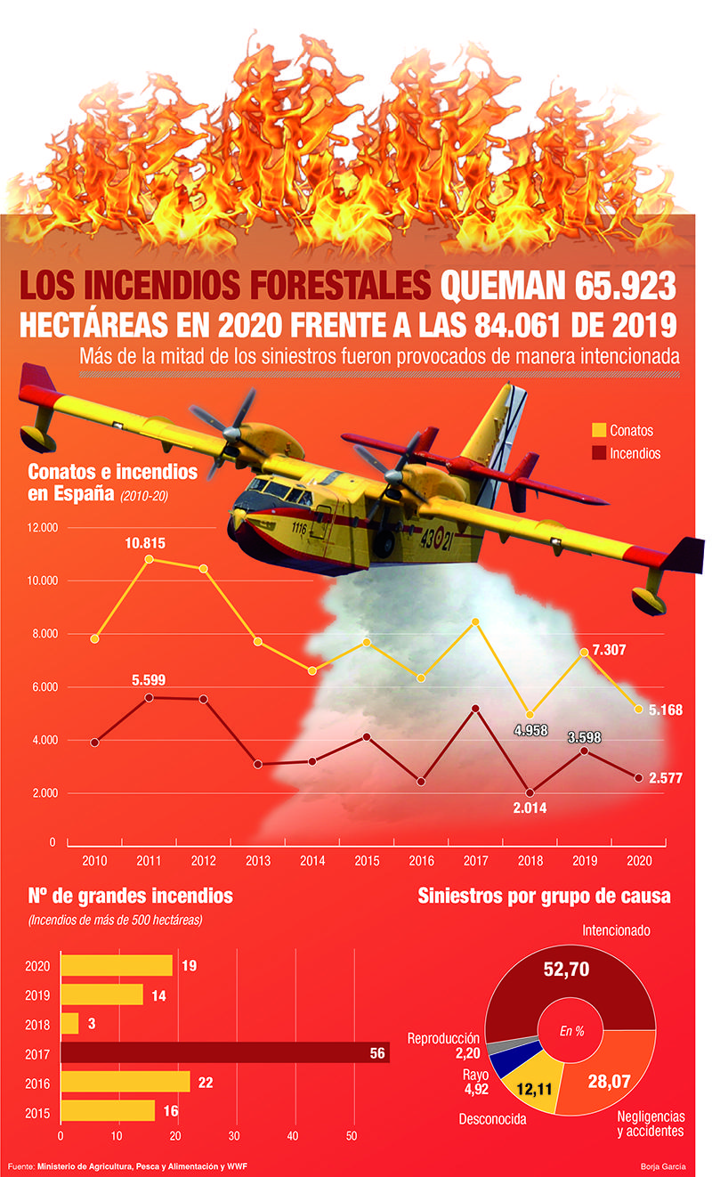 Los incendios forestales en España, en cifras