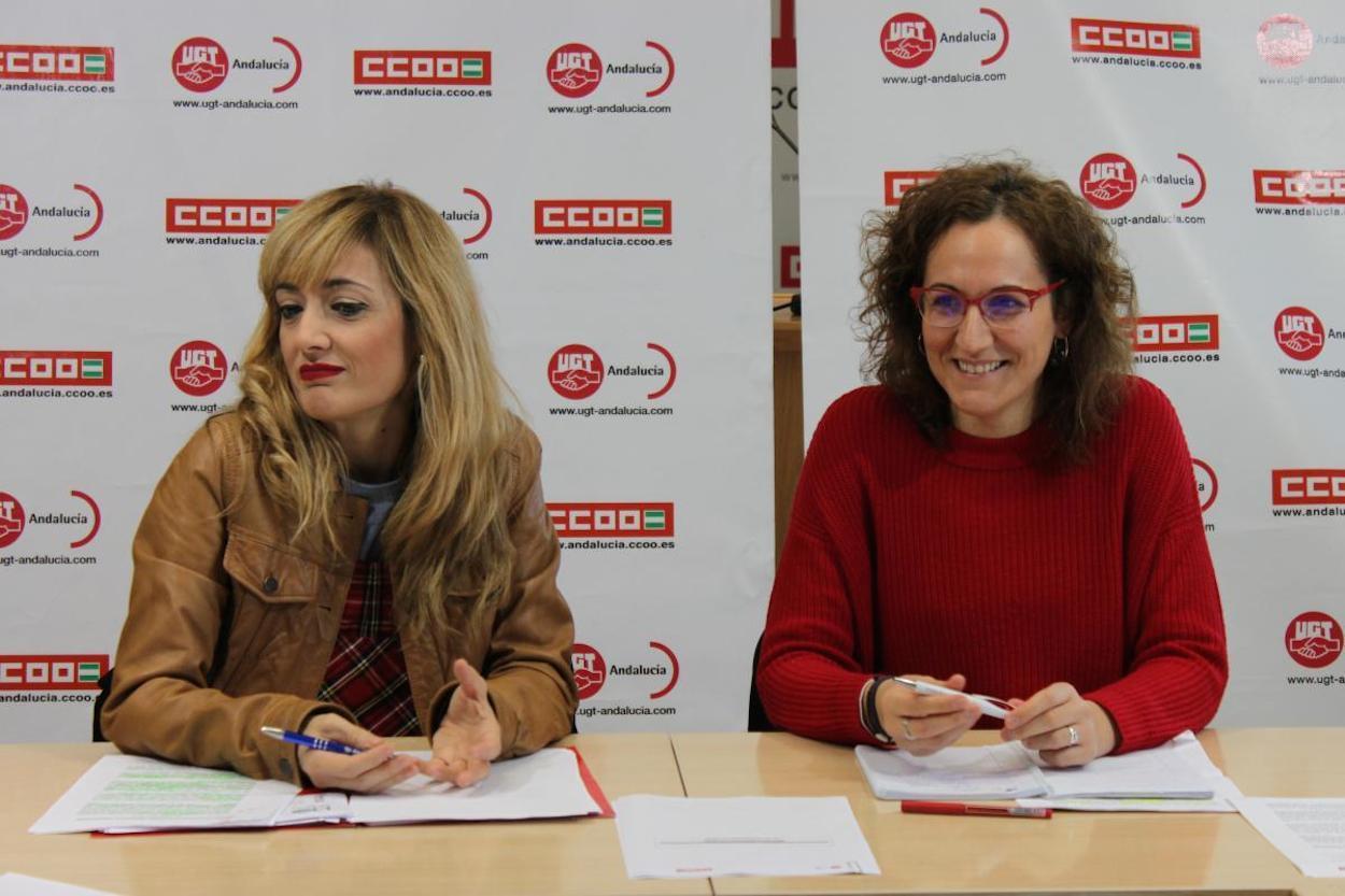 Carmen Castilla (UGT) y Nuria López (CCOO), en una imagen de archivo.