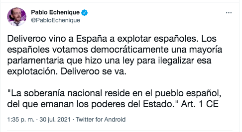 Echenique Deliveroo Echenique Deliveroo