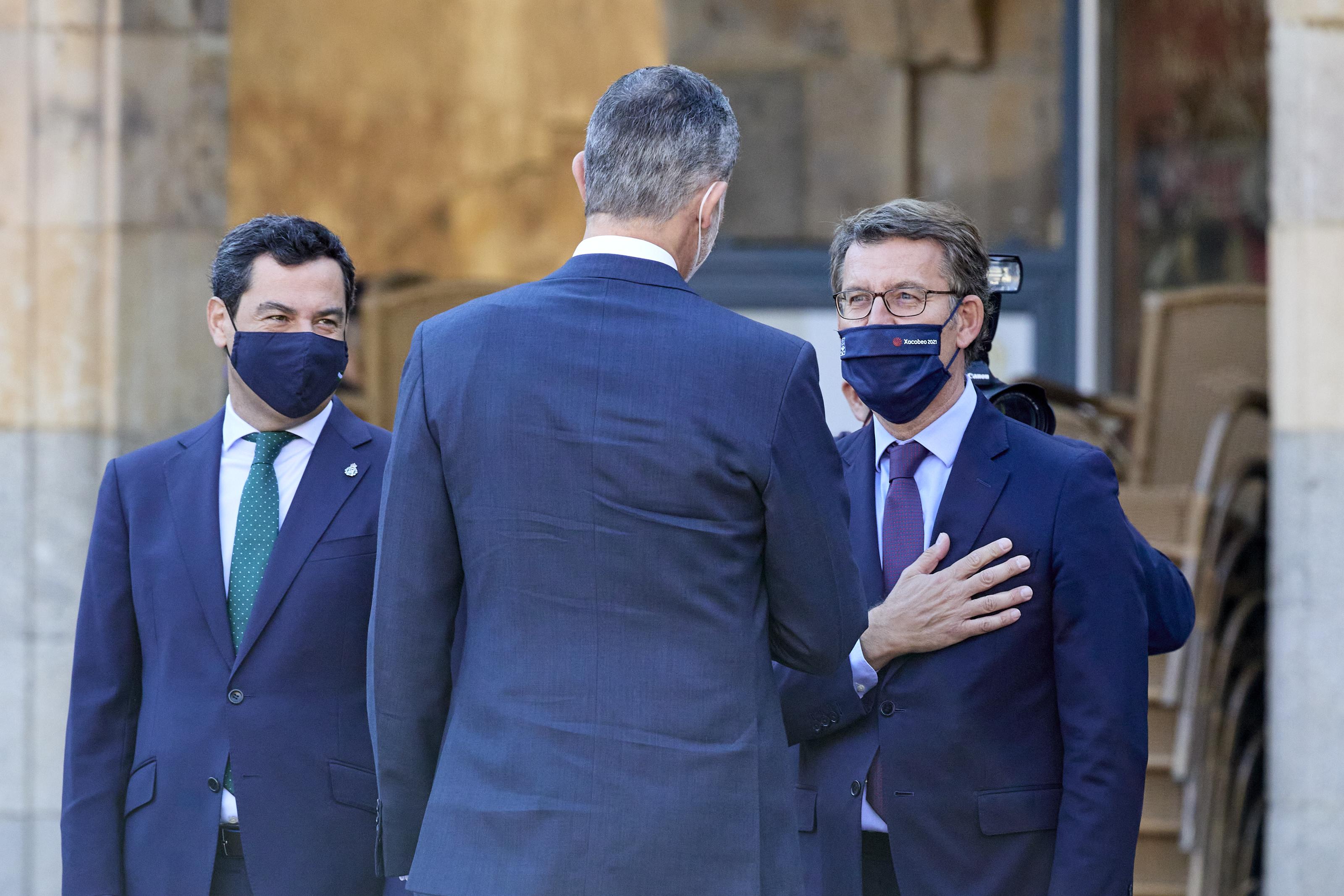 Juan Manuel Moreno Bonilla, Felipe VI y Alberto Núñez Feijoo