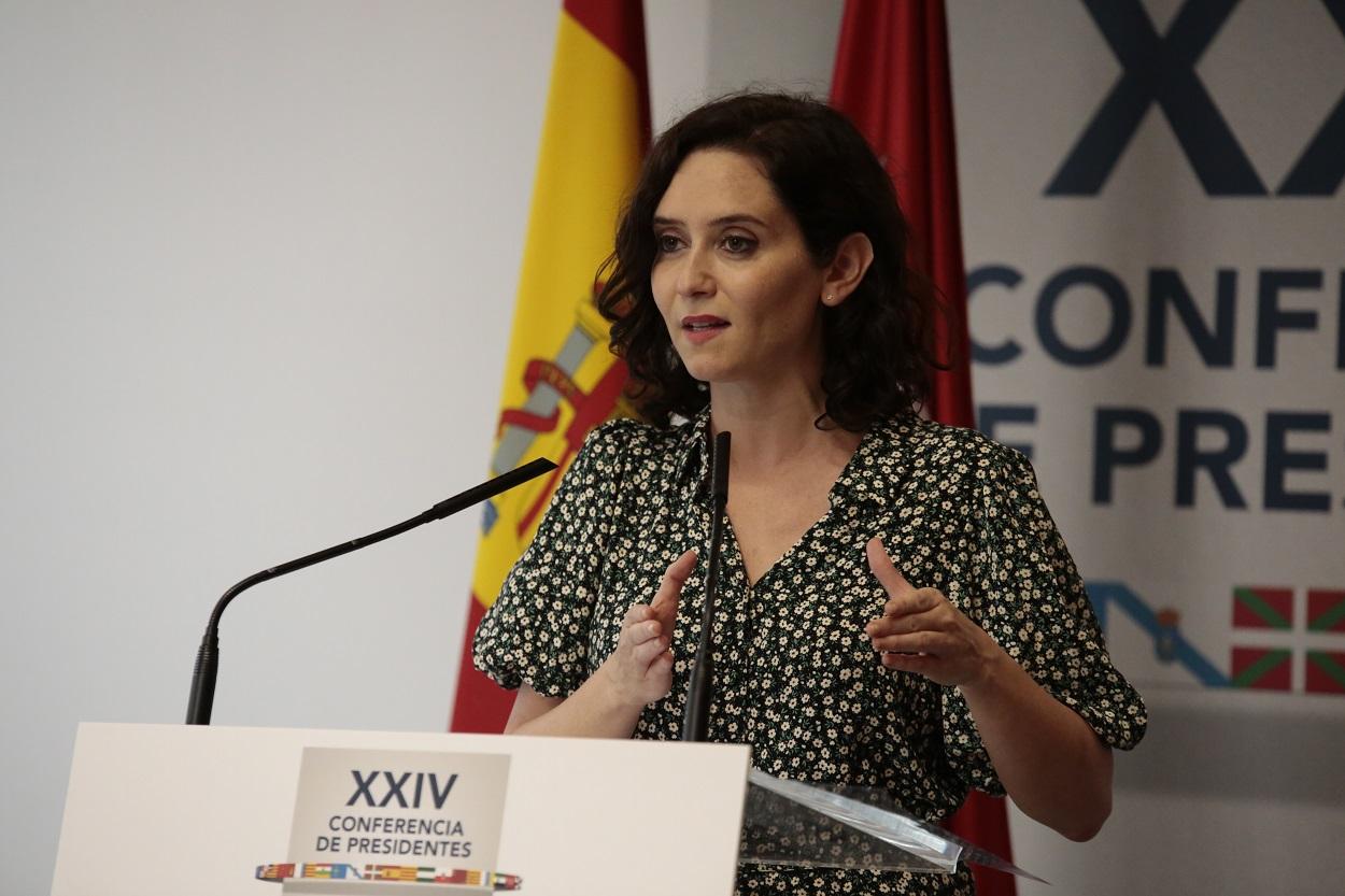 La presidenta de la Comunidad de Madrid, Isabel Díaz Ayuso, ofrece una rueda de prensa en el Colegio de Arquitectos posterior a la celebración de la XXIV Conferencia de Presidentes