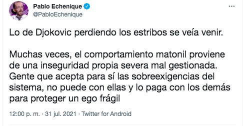 Echenque sobre Djokovic Echenque sobre Djokovic